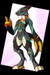  abstract_background absurd_res android anthro armor big_hands bioluminescence breastplate dragon glowing headgear helmet hi_res lodi machine male markings pauldron robot solari_(species) solo standing 