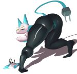  absurd_res anthro anus big_butt butt deltarune felid female floating_hands genitals glowing glowing_genitalia gobsmacker hi_res looking_at_viewer looking_back machine mammal nude pussy robot simple_background smile solo tasque_manager thick_thighs undertale_(series) video_games wide_hips yellow_eyes 