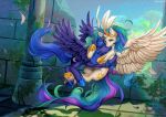  blue_body blue_hair blue_tail clothing crown duo edit embrace equid equine eyes_closed feathered_wings feathers female feral footwear friendship_is_magic hair hasbro horn hug inner_ear_fluff mammal margony multicolored_hair multicolored_tail my_little_pony princess_celestia_(mlp) princess_luna_(mlp) shoes tuft white_body winged_unicorn wings 