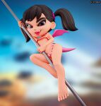  age_difference american_dragon:_jake_long dancing disney dragon_tail female haley_long hi_res humanoid kitrosun pole pole_dancing solo tongue tongue_out wings younger_female 