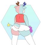  anthro antlers bottomwear bulge butt cervid cheerleader clothing colored fur hair hi_res horn legwear male mammal miniskirt phant0mhat pom_poms presenting presenting_hindquarters simple_background skirt solo star super_animal_royale thigh_highs tight_clothing underwear video_games 