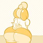  absurd_res animal_crossing big_butt butt canid canine canis domestic_dog genitals hi_res isabelle_(animal_crossing) mammal monochrome nintendo puffylover69 pussy simple_background upskirt video_games yellow_background 