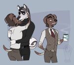  andromorph andromorph/male andromorph_(lore) anthro belt beverage blue_background borya_(cadaverrdog) boyfriends brown_body brown_fur brown_hair cadaverrdog canid canine canis caressing_face clock clothing coffee coffee_cup coffee_mug container cup curled_tail domestic_dog dress_shirt duo ear_tuft embrace eye_patch eyebrows eyewear fangs floppy_ears fur grumpy hair half-closed_eyes hi_res hug husky inner_ear_fluff intersex intersex/male lips long_hair long_sleeve_shirt long_sleeves love male mammal narrowed_eyes necktie nordic_sled_dog nose_touching phineas_(fleetwoodbrak) romantic romantic_couple shirt simple_background slacks spitz spots spotted_body spotted_fur thick_bottom_lip thick_eyebrows topwear trans_(lore) trans_man_(lore) tuft vest watch wristwatch 