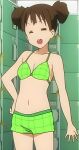  1girl bikini brown_hair closed_eyes highres k-on! navel open_mouth solo suzuki_jun swimsuit 