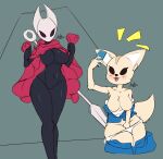  absurd_res aggressive_retsuko anthro aonoexorcist arthropod breasts canid canine cloak clothed clothing duo featureless_breasts female fenneko fox hand_between_legs hi_res hollow_knight hornet_(hollow_knight) mammal mostly_nude open_mouth open_smile panties panties_down partially_clothed sanrio selfie shirt_down simple_background sketch smile team_cherry underwear underwear_down video_games 