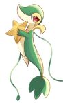  full_body highres holding karuthi looking_at_viewer no_humans pokemon pokemon_(creature) red_eyes simple_background snivy solo star_(symbol) white_background 