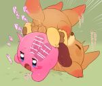  &lt;3 2_penises absurd_res ambiguous_gender awoofy balls blue_eyes blush blush_stickers bodily_fluids canid censor_bar double_penetration eyes_closed feral fur genitals group hi_res japanese_text kirby kirby_(series) kirby_and_the_forgotten_land lidded_eyes male mammal multi_genitalia multi_penis nintendo orange_body orange_fur pawpads penetration penis pink_body questionable_consent rinrin_(pixiv) sex snout sweat tears text translation_request video_games waddling_head yellow_body yellow_fur 