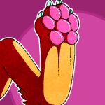  abstract_background ambiguous_gender cel_shading claws digital_media_(artwork) feet feral foot_focus fur orange_body orange_fur outline pawpads paws pink_pawpads pixel_(artwork) shaded solo theenyface 