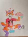  absurd_res anal anal_penetration animal_genitalia animal_penis anthro canid canine clothing fox fur genitals group hi_res male male/male mammal masturbation max_(max_the_furry) max_the_furry orange_body orange_fur paws penetration penis purple_body purple_fur sex shirt topwear traditional_media_(artwork) 