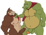  alligator alligatorid anthro ape balls belly bodily_fluids crocodilian donkey_kong_(character) donkey_kong_(series) duo erection genital_fluids genitals gorilla haplorhine hi_res humanoid_genitalia humanoid_penis king_k._rool male male/male mammal muscular muscular_male necktie nintendo open_mouth overweight overweight_male pecs penis precum primate reptile saliva scalie sharp_teeth staticlustdemons teeth video_games 