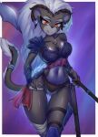  anthro armor female hi_res melee_weapon polearm prisma6 solo spear weapon 