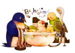  bathtub bird buku_(bunnbuk) chick no_humans original penguin phone toucan towel towel_on_head 
