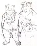 2014 anthro bbn biped bottomwear canid canine clothing kemono male mammal morenatsu multiple_poses overweight overweight_male pose raccoon_dog shirt shorts simple_background sketch solo tanuki topwear unavailable_at_source video_games visual_novel white_background young yukiharu_kuri 