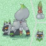  1:1 2022 absurd_res animal_genitalia animal_penis anklet anus ass_up azzyyeen backsack balls barbed_canine_penis butt canine_penis cutaway ear_piercing erection fan_character feral fur fusion genitals green_body green_fur grey_body grey_fur guiche_piercing hi_res hybrid hybrid_genitalia hybrid_penis jewelry knot looking_at_viewer looking_back looking_back_at_viewer lying male multi_tone_fur nintendo nude on_front penile_spines penis piercing pok&eacute;mon pok&eacute;mon_(species) pok&eacute;mon_fusion poochyena presenting presenting_hindquarters quadruped raised_tail rear_view red_eyes simple_background solo sprigatito video_games yellow_sclera 