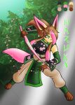  anthro arm_guards breasts brown_body brown_fur cherry_blossom dipstick_ears dipstick_hair eeveelution female fur green_eyes hair haruka_fumei hi_res holding_object holding_sword holding_weapon leafeon melee_weapon multicolored_body multicolored_ears multicolored_fur nintendo one_eye_obstructed pink_hair plant pok&eacute;mon pok&eacute;mon_(species) solo sword tan_body tan_fur tetsushi two_tone_body two_tone_fur video_games weapon 