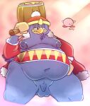  absurd_res anthro balls beak belly blue_body blue_feathers clothing feathers flaccid genitals hammer hat headgear headwear hi_res king king_dedede kirby kirby_(series) male moobs navel nintendo overweight penis robe royalty salamikii tools video_games 