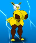  absurd_res anthro big_breasts big_butt boots breasts butt clothing eeveelution female footwear hair hi_res huge_breasts hyper hyper_breasts jolteon legwear nintendo pok&eacute;mon pok&eacute;mon_(species) rogue solo spiky_hair thick_thighs thigh_boots thigh_highs ultrazeta120 video_games 