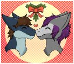  &lt;3 basking_shark brown_hair christmas duo eyes_closed fish hair hi_res holidays kissing lamniform magenta_hair male male/male marine marsaovo purple_hair requiem_shark shark sharks tiger_shark 