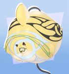  air_inflation anthro anthro_penetrated belly bloated chubby_cheeks expansion eyes_mostly_closed fur hyper_inflation immobile inflation looking_pleasured male narrowed_eyes open_mouth penetration simple_background sjevi smile solo thick_tail yellow_body yellow_fur 