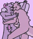  anthro anus balls butt chest_tuft cuddling dragon duo embrace eyes_closed fluffy genitals heads_together hug male male/male mammal murid murine nude pillow rat rodent satchdrag tuft 