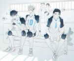  !? 5boys ? ^^^ akaashi_keiji arm_tattoo bags_under_eyes ball bangs black_hair blue_eyes bokuto_koutarou bottle closed_mouth crossover expressionless extra_eyes facial_tattoo fushiguro_megumi glorenia haikyuu!! hair_over_one_eye hands_up holding holding_ball indoors interlocked_fingers jacket jersey jujutsu_kaisen knee_pads male_focus multiple_boys okkotsu_yuuta own_hands_together parted_bangs red_eyes ryoumen_sukuna_(jujutsu_kaisen) shoes short_hair short_sleeves sitting sitting_on_lap sitting_on_person smile sneakers spiked_hair spoken_interrobang spoken_squiggle sportswear squiggle sweat tattoo track_jacket volleyball_uniform water_bottle yaoi 