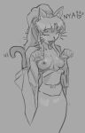  animal_humanoid breasts cat_humanoid clothed clothing dress felid felid_humanoid feline feline_humanoid female hi_res humanoid lightningwolt mammal mammal_humanoid partially_clothed sketch solo topless 
