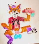  absurd_res anal anal_penetration anthro canid canine fellatio fox fur genitals group hi_res male male/male mammal max_(max_the_furry) max_the_furry oral oral_penetration orange_body orange_fur penetration penile penis purple_body purple_fur sex traditional_media_(artwork) 