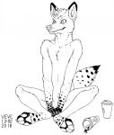  anthro beverage biped cheek_tuft chest_tuft dipstick_ears facial_tuft fur gloves_(marking) hair hands_between_legs hi_res inner_ear_fluff male markings multicolored_ears neck_tuft pawpads shoulder_tuft sitting skyelegs solo spots spotted_arms spotted_body spotted_fur spotted_legs spotted_markings spotted_tail tail_markings tuft 