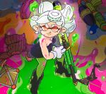  angry breasts cephalopod cleavage clothed clothing clothing_on_floor female gerroodie gun hi_res holding_object holding_weapon humanoid humanoid_pointy_ears ink inkling looking_at_viewer marie_(splatoon) marine mollusk nintendo not_furry pseudo_hair ranged_weapon rifle solo splatoon sweater tentacle_hair tentacles topwear video_games weapon 
