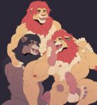  anthro disney father father_and_child father_and_son felid genitals group hi_res incest_(lore) insaneeighteen kion kovu licking lion male male/male mammal muscular oral pantherine parent parent_and_child penis simba simple_background son the_lion_king tongue tongue_out 