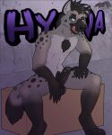 absurd_res alley anthro erection foreskin genitals graffiti hi_res hyaenid licking licking_lips male mammal penis pinup pose pubes solo thatblackfox_(artist) tongue tongue_out 