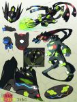  character_name claws commentary_request energy ewokakukaede glowing gradient gradient_background highres kicking looking_down multiple_views no_humans pokemon pokemon_(creature) translation_request zygarde zygarde_(complete) 