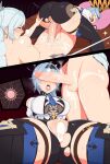  2girls absurdres after_sex after_vaginal bangs black_hairband blue_eyes blue_hair blush breasts cum cum_in_mouth cum_in_pussy cumdrip een033 eula_(genshin_impact) fertilization futa_with_female futanari genshin_impact gloves hairband highres long_hair medium_hair multiple_girls nude open_mouth ovum penis penis_on_face pussy rwby sex short_shorts shorts spread_legs thighhighs vaginal weiss_schnee white_hair yellow_eyes 