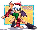  anthro bat_wings beret boots cammy_white capcom chiropteran clothing cosplay english_text female footwear gloves handwear hat headgear headwear hi_res leotard mammal membrane_(anatomy) membranous_wings nipple_outline open_mouth open_smile rouge_the_bat sega skajrzombie smile solo sonic_the_hedgehog_(series) street_fighter text video_games wings 