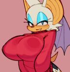  2022 animated anthro big_breasts boob_drop breasts chiropteran eyeshadow female flashing flashing_breasts looking_at_viewer makeup mammal rouge_the_bat sega simple_background solo sonic_the_hedgehog_(series) wamudraws wings 