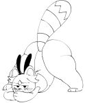  ailurid ass_up black_and_white blush bunny_costume clothing costume fake_ears fake_rabbit_ears female jack-o&#039;_pose magical_girl_friendship_squad mammal monochrome nut_(magical_girl_friendship_squad) pose red_panda solo solo_focus thick_thighs unknown_artist 