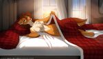  anthro bed bedding blanket breasts canid canine canis cassidy_(twokinds) conditional_dnp featureless_breasts featureless_crotch female furniture hi_res keidran mammal nude pillow solo tom_fischbach twokinds webcomic wolf 