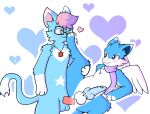  &lt;3 aero_(dragon) anthro belly blush bodily_fluids brillo cum cum_inside domestic_cat dragon duo felid feline felis fluffy genital_fluids genitals hi_res knot male male/male mammal noodletheartist paws penis scarf white_belly wings 