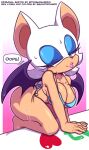  &lt;3 anthro bat_wings bikini breasts chiropteran cleavage clothed clothing exclamation_point female gradient_background hi_res lipstick makeup mammal membrane_(anatomy) membranous_wings redraw rouge_the_bat sega simple_background skajrzombie smile solo sonic_the_hedgehog_(series) swimwear tenshigarden wet wings 