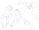  2022 absurd_res anthro balls belly big_belly canid canine canis daich domestic_dog duo elephant elephantid erection genitals hi_res humanoid_genitalia humanoid_hands humanoid_penis kemono male male/male mammal mature_male moobs nipples overweight overweight_male penis proboscidean simple_background sketch ursid white_background 