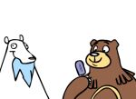  2014 animated anthro beartic biped black_nose brown_body duo food happy licking low_res nintendo notepaddle paws pok&eacute;mon pok&eacute;mon_(species) popsicle sad simple_background tongue tongue_out unavailable_at_source ursaring video_games white_background white_body 