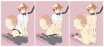  andromorph anthro canid canine canis clothed clothing clothing_lift domestic_dog floppy_ears fur hi_res intersex kneeling leash legwear mammal nude panties samuel_(soft-dogs) shirt shirt_lift soft-dogs solo stockings tan_body tan_fur tongue tongue_out topwear underwear 