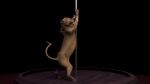  3d_(artwork) butt dancing digital_media_(artwork) eviltyto feet felid feline female feral hi_res lion mammal pantherine paws pole pole_dancing pose raised_tail smile smirk solo teasing 