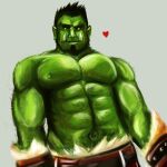  &lt;3 1:1 abs areola armor barazoku biceps black_hair body_hair chest_hair clothed clothing eyebrows front_view green_areola green_nipples grey_background hair half-length_portrait happy_trail hi_res humanoid looking_at_viewer lowemond male muscular muscular_humanoid muscular_male navel nipples not_furry orc pecs portrait simple_background solo topless topless_humanoid topless_male tusks yellow_eyes 