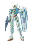  absurdres beam_rifle energy_gun english_commentary evan_palmer green_eyes gun gundam gundam_aerial gundam_suisei_no_majo highres holding holding_gun holding_shield holding_weapon mecha mobile_suit no_humans redesign shield solo standing v-fin weapon white_background 