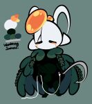  1-upclock 2022 anthro arthropod balls bodily_fluids cape clothing corrupted crying english_text erection exoskeleton eyes_closed front_view genitals glans green_background green_balls green_glans green_penis hi_res holding_object holding_weapon hollow_knight male model_sheet nude penis simple_background solo team_cherry tears text vessel_(species) video_games wandering_sadness_(1-upclock) weapon white_body white_exoskeleton 