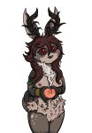  anthro antlers bracelet breasts dumderg female fluffy genitals horn jackalope jewelry lagomorph mammal nude peach_(disambiguation) pussy red_eyes simple_background solo vun_(character) white_background 