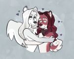  anthro bedroom_eyes canid canine canis casmir_(cadaverrdog) curled_tail domestic_dog duo embrace eye_scar facial_scar fangs fleetwoodbrak fur girly grey_background hair half-closed_eyes hi_res hug long_hair male male/male mammal narrowed_eyes pavel_(fleetwoodbrak) red_body red_fur red_hair scar seductive shirtless shirtless_anthro shirtless_male simple_background smile smirk smug smug_face smug_grin vampire white_body white_fur wolf 