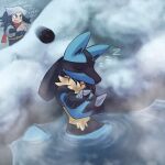  1:1 2022 ambiguous_gender canid canine dawn_(pok&eacute;mon) detailed_background female hi_res human lucario mammal nintendo pok&eacute;mon pok&eacute;mon_(species) video_games 