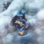  1:1 2022 ambiguous_gender canid canine dawn_(pok&eacute;mon) detailed_background female hi_res human lucario mammal nintendo pok&eacute;mon pok&eacute;mon_(species) video_games 